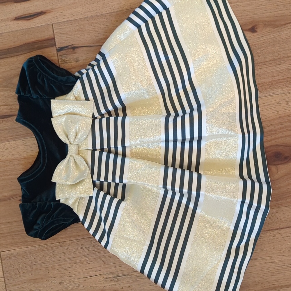 Forest Green and Gold Holiday Dress 6-9 months